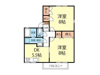 ウィステリア沢村(2DK/1階)の間取り写真