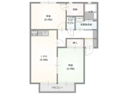 サンビレッジ南高地A(2DK/2階)の間取り写真