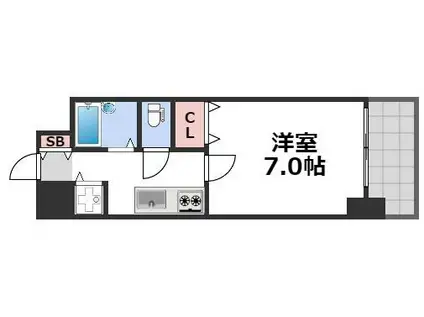グラマシー心斎橋東(1K/8階)の間取り写真