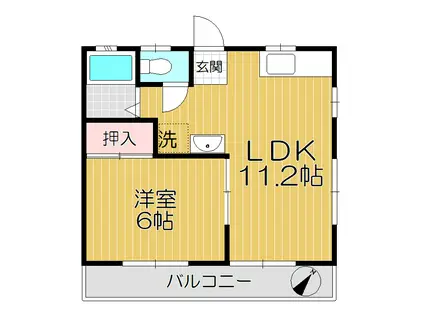 マロンハイツ1(1LDK/2階)の間取り写真