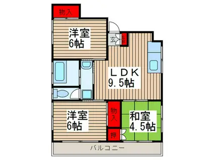 越谷アイボリーハイツ(3LDK/4階)の間取り写真