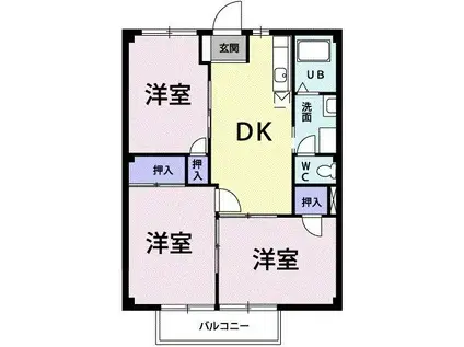 ニューシティ西本(3DK/1階)の間取り写真