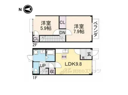 クレストビレッジ2(2LDK/2階)の間取り写真