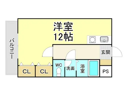 セジュール三萩野(ワンルーム/3階)の間取り写真