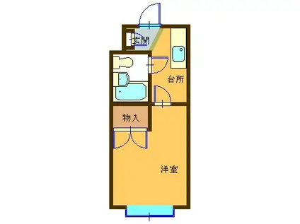 ヘリオス378谷保(1K/2階)の間取り写真