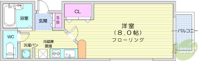 エクセレント南吉成伍番館(1K/2階)の間取り写真