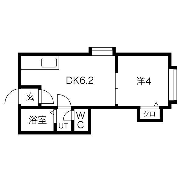 シーリア医大南(1DK/2階)の間取り写真