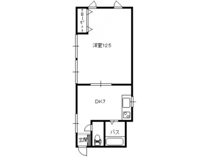 コーポきくち(1DK/2階)の間取り写真