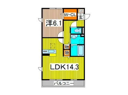 セントラル パル武蔵浦和(1LDK/3階)の間取り写真