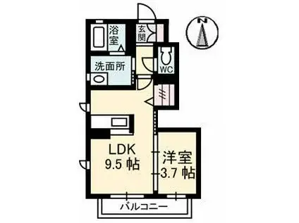 シャーメゾンパピヨン(1LDK/1階)の間取り写真