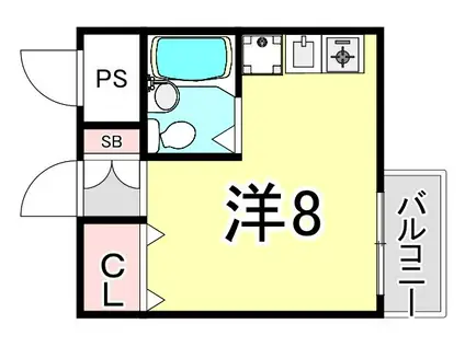 ルベラージュ甲子園(ワンルーム/2階)の間取り写真