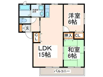 コーポヒロ1・2(2LDK/1階)の間取り写真