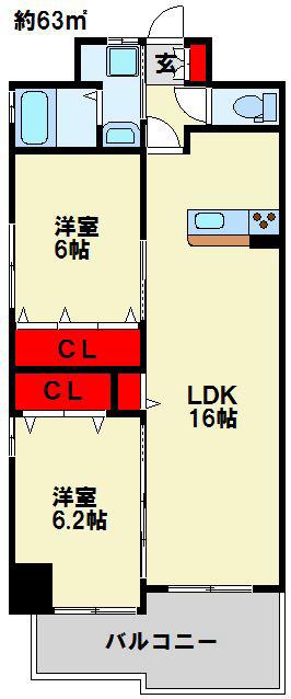 メゾンド・ファミーユ門司港(2LDK/7階)の間取り写真