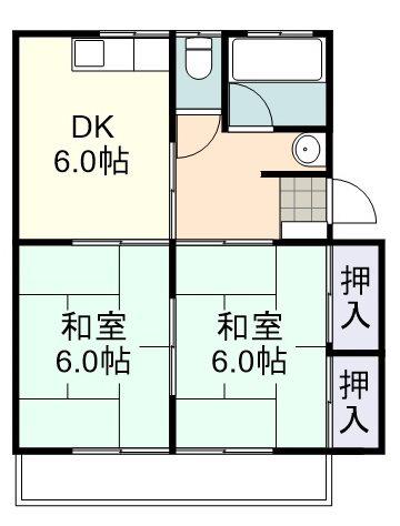 ハイコーポなみき(2DK/3階)の間取り写真