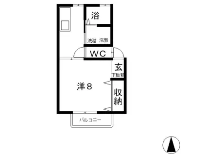 アイムB棟(1K/2階)の間取り写真