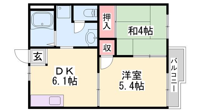 ハイツエヌ(2DK/2階)の間取り写真