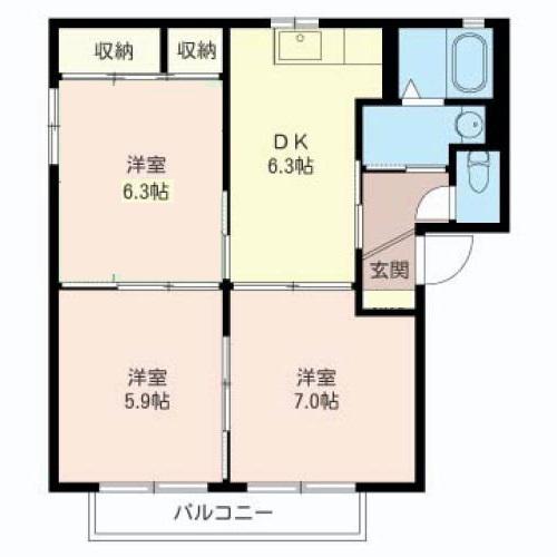 パストラル(3DK/2階)の間取り写真