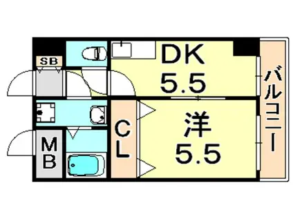 サニーコート日暮(1DK/5階)の間取り写真