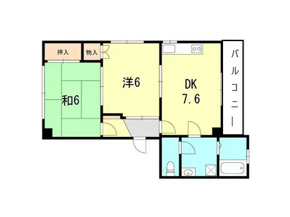 シャインスリー(2DK/3階)の間取り写真