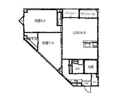 TAGAMIマンションC(2LDK/3階)の間取り写真