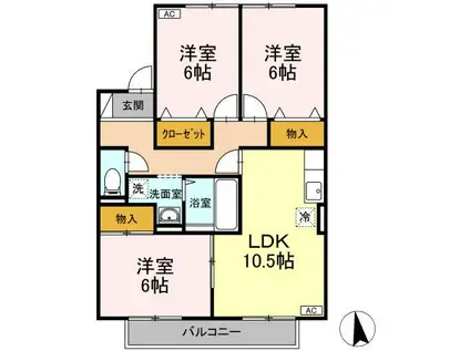 セジュールMIYABI(3LDK/2階)の間取り写真