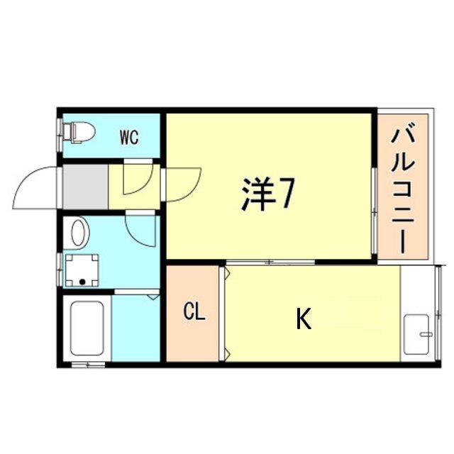 メゾンド須磨 B棟(1K/2階)の間取り写真