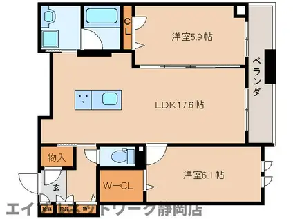 パークサイドレジデンス水落(2LDK/2階)の間取り写真