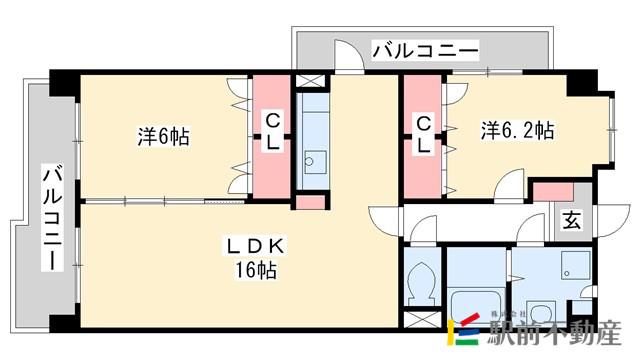 サンライトキャッスル(2LDK/1階)の間取り写真