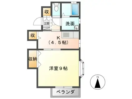 ホシバコーポ(1K/2階)の間取り写真