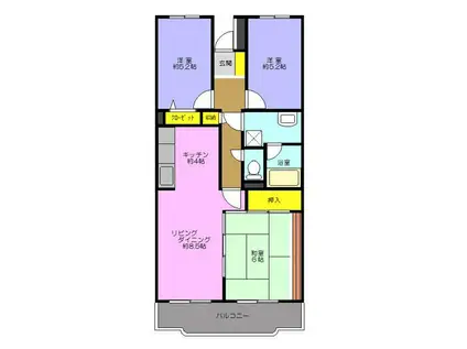 プリサヴェール(3LDK/4階)の間取り写真