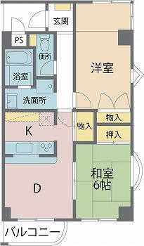 樋の水マンション(2LDK/2階)の間取り写真