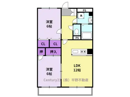 ドムールTSⅠ(2LDK/3階)の間取り写真