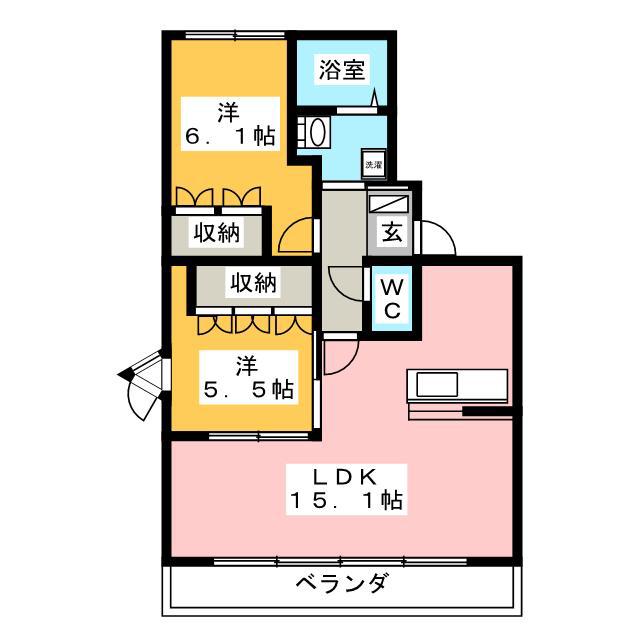 ウィステリア(2LDK/3階)の間取り写真
