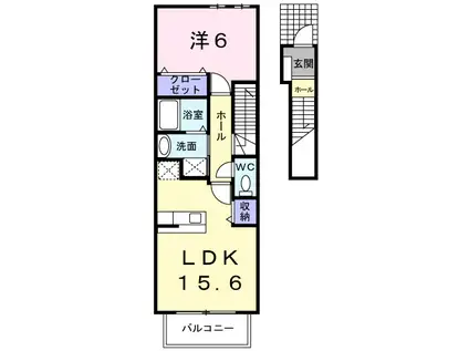 オリーブ・ガーデン(1LDK/2階)の間取り写真