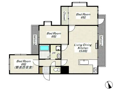 グリーンハウスみその(3LDK/2階)の間取り写真