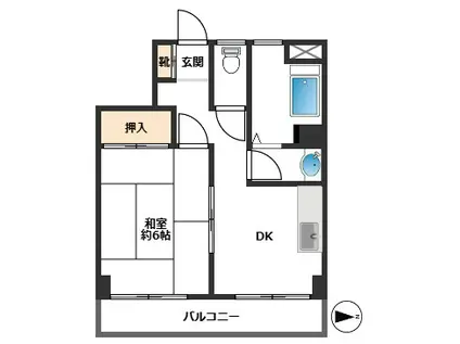 シャングリラ(1DK/4階)の間取り写真