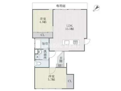 田中ビル(2LDK/1階)の間取り写真