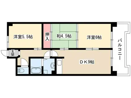 一幸ハイム(3LDK/4階)の間取り写真