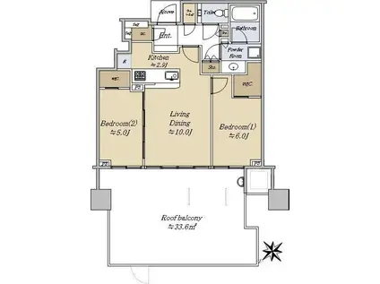 スカイフォレストレジデンス(2LDK/24階)の間取り写真