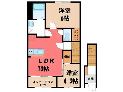 ディアコート 葵(2LDK/2階)の間取り写真