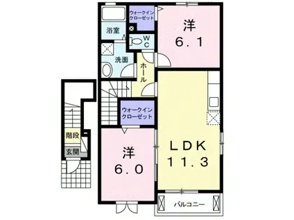 シーサイドスクエアーI(2LDK/2階)の間取り写真