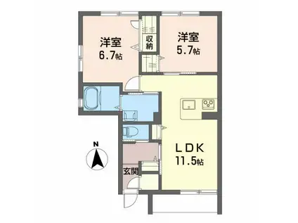メゾンマスト南館(2LDK/1階)の間取り写真