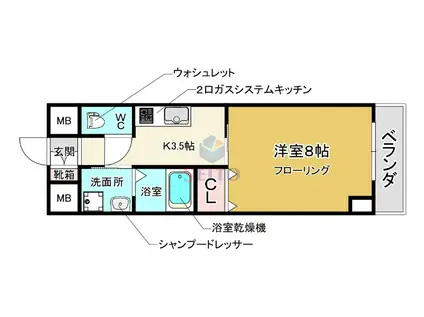 ロイヤルクィーンズパーク清風荘(1K/10階)の間取り写真