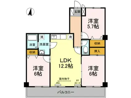 メゾン・ラ・メール(3LDK/3階)の間取り写真
