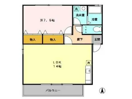 グランメールC(1LDK/1階)の間取り写真