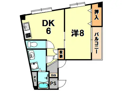 鳴海ビル(1DK/5階)の間取り写真