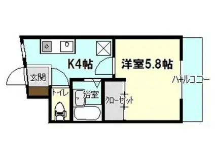 メゾン上安(1K/3階)の間取り写真