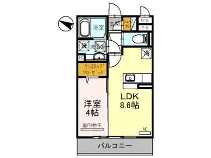 アビタシオン花房(1LDK/3階)の間取り写真