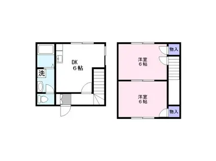 パープル(2DK/1階)の間取り写真