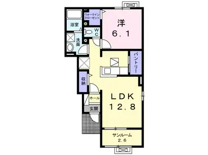 サンライズIII(1LDK/1階)の間取り写真